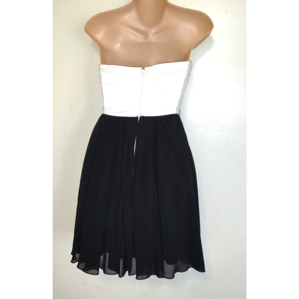 Way In Party Formal Mini Dress Sz 3 Black White Cruise Vacation Chiffon Sequins - Picture 6 of 16